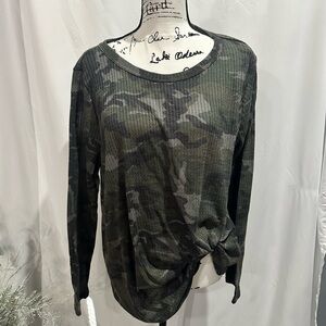 Camo Long Sleeve Knot Top